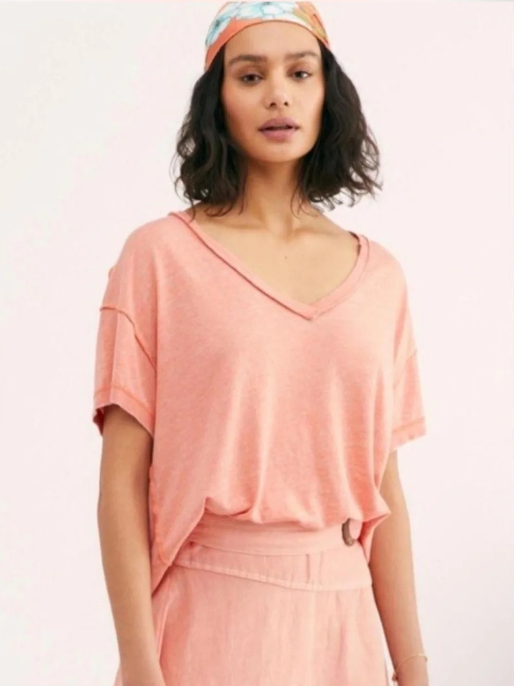 Free People All Mine T Shirt In Apricot Coral Size Medium